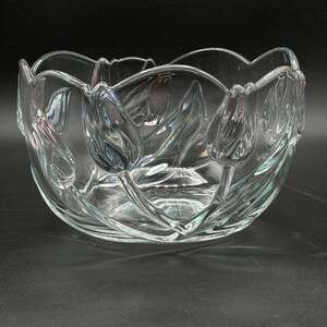 Mikasa Tivoli Crystal Tulip Bowl 8" Pink Blue Green Walther Glass Germany VTG